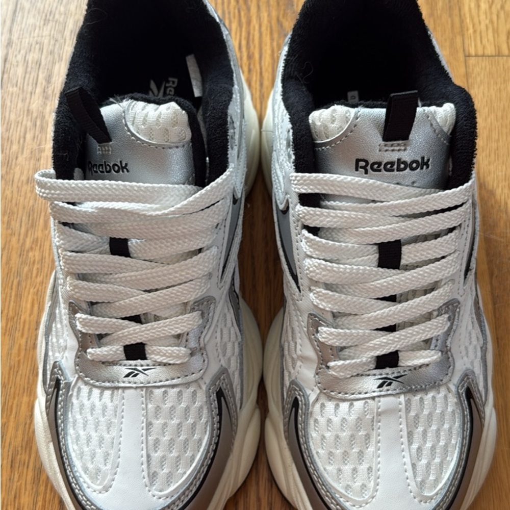 Reebok Silver and White Athletic Shoes